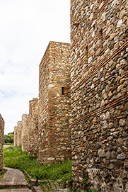 Málaga, Walls of Moorish Fortress  (Gibralfaro) overlooking town.