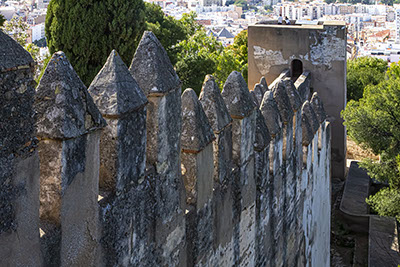 Málaga, Walls of Moorish Fortress  (Gibralfaro) overlooking town.