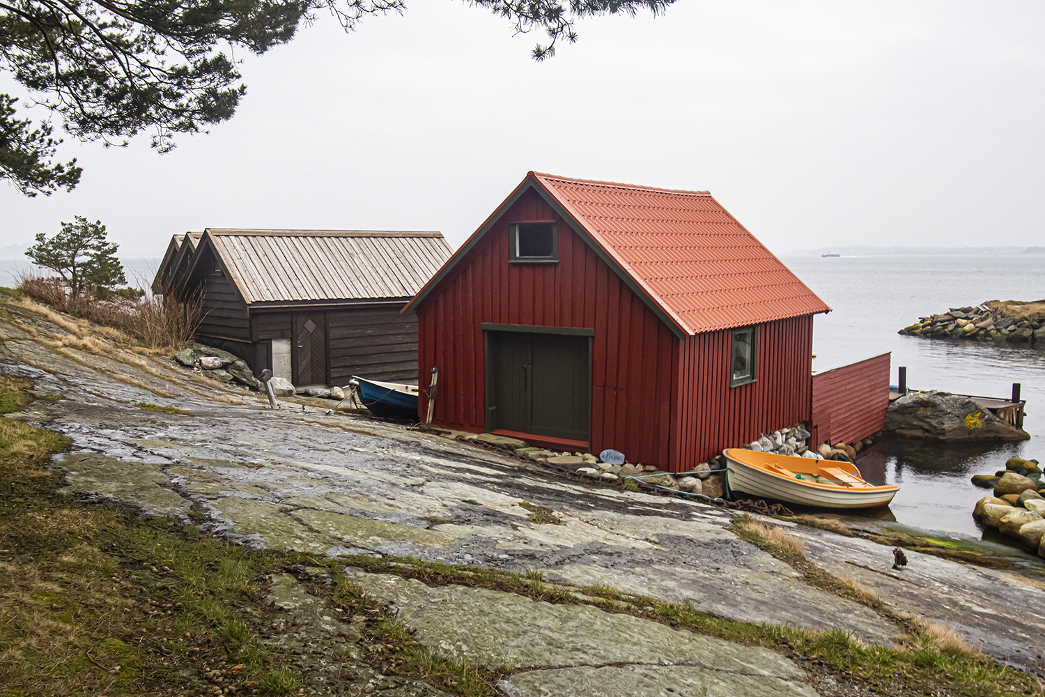 Fishermans Hut beside Fiord near Stavanger, Norway.