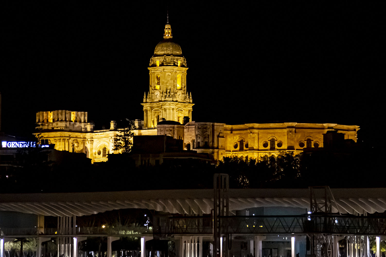 Spain,  The Cathedral of Málaga, taken from the Harbour.